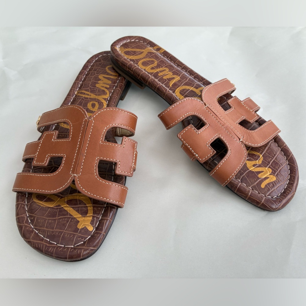 Sam Edelman Bay Cutout Slide Sandal in Saddle Leather color, like new, size 7.5 - Picture 5 of 8